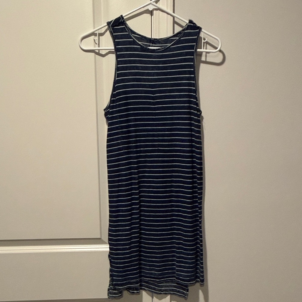 Navy and White Striped Sleeveless Dress